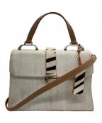 MIU MIUミュウミュウ）の古着「マドラス ハラココンビ2WAYバッグ」｜ホワイト×ベージュ