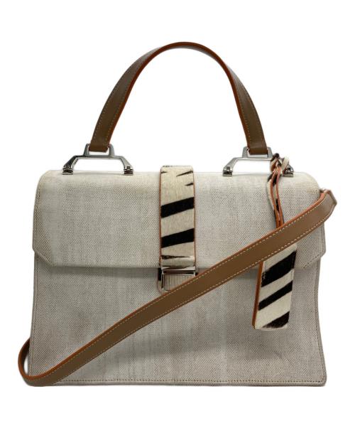 MIU MIU（ミュウミュウ）MIU MIU (ミュウミュウ) マドラス ハラココンビ2WAYバッグ ホワイト×ベージュの古着・服飾アイテム