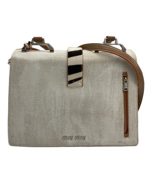 MIU MIU（ミュウミュウ）MIU MIU (ミュウミュウ) マドラス ハラココンビ2WAYバッグ ホワイト×ベージュの古着・服飾アイテム