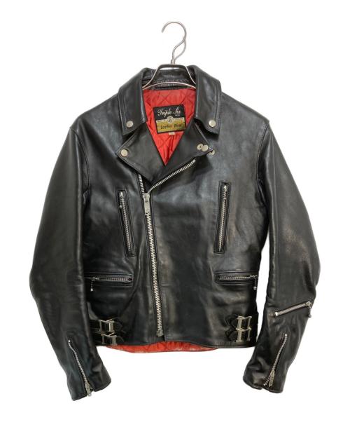 666 LEATHER WEAR（666レザーウェア）666 LEATHER WEAR (666レザーウェア) ダブルライダースジャケット ブラック サイズ:34の古着・服飾アイテム