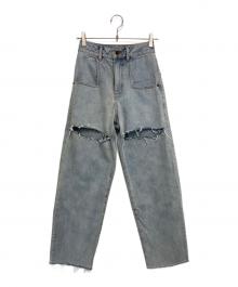 Sea Room lynn（シールームリン）の古着「カットハイウエストLOOSEデニムパンツ」｜インディゴ