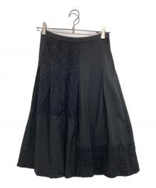 COMME des GARCONS（コムデギャルソン）の古着「レース切り替えプリーツウールスカート」｜ブラック