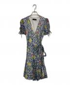 POLO RALPH LAURENポロ・ラルフローレン）の古着「花柄カシュクールワンピース」｜アイボリー×ブルー