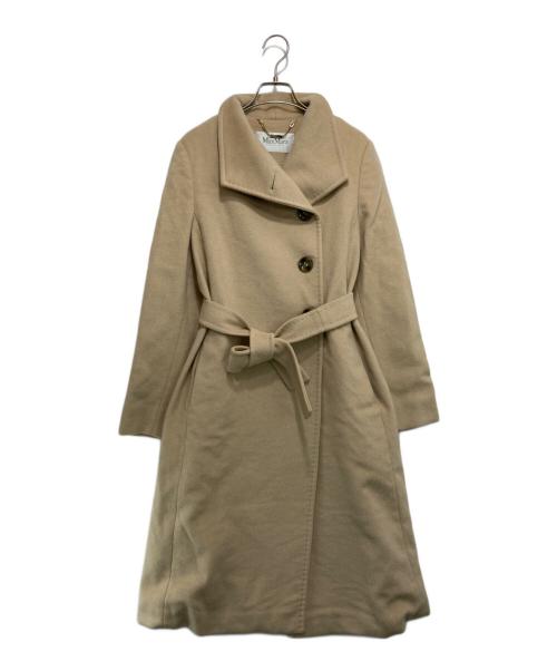 MaxMara（マックスマーラ）MaxMara (マックスマーラ) キャメルアンゴラ混ベルテッドコート ベージュ サイズ:40の古着・服飾アイテム