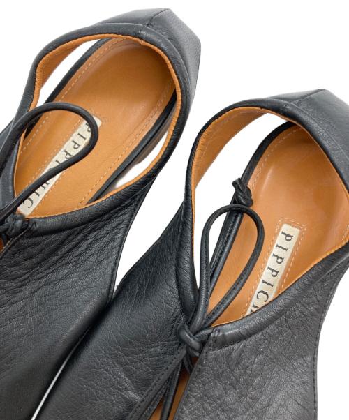 Pippichic（ピッピシック）Pippichic (ピッピシック) アンバーココ レザー フラットシューズ ブラック サイズ:37.5の古着・服飾アイテム