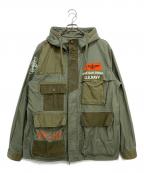 AVIREXアヴィレックス）の古着「OVER PRINT B.D.U.JACKET」｜カーキ