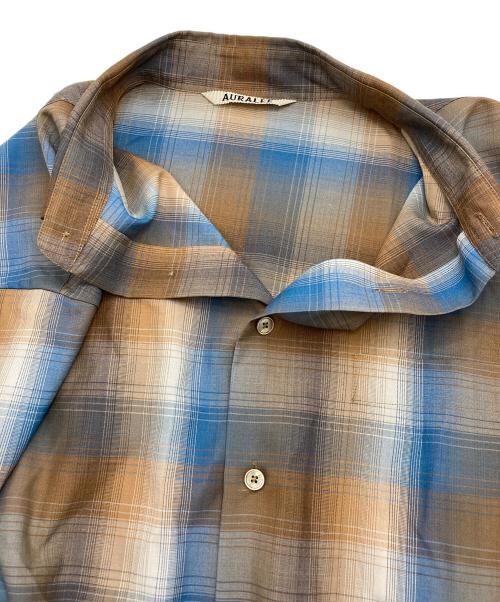 AURALEE（オーラリー）AURALEE (オーラリー) SUPER LIGHT WOOL CHECK SHIRT ブラウン×ブルー サイズ:4の古着・服飾アイテム