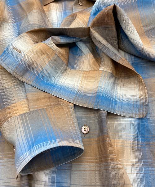 AURALEE（オーラリー）AURALEE (オーラリー) SUPER LIGHT WOOL CHECK SHIRT ブラウン×ブルー サイズ:4の古着・服飾アイテム