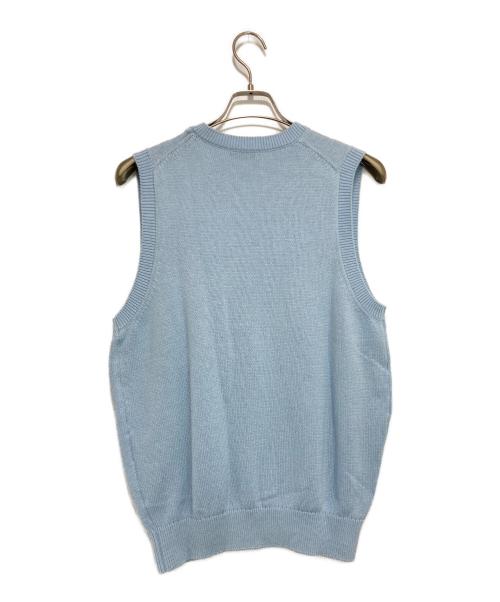 PAPAS PLUS（パパスプラス）PAPAS PLUS (パパスプラス) ワッペンニットベスト スカイブルー サイズ:Mの古着・服飾アイテム