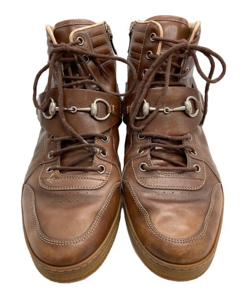 GUCCI（グッチ）GUCCI (グッチ) ホースビットハイカットスニーカー ブラウン サイズ:9の古着・服飾アイテム