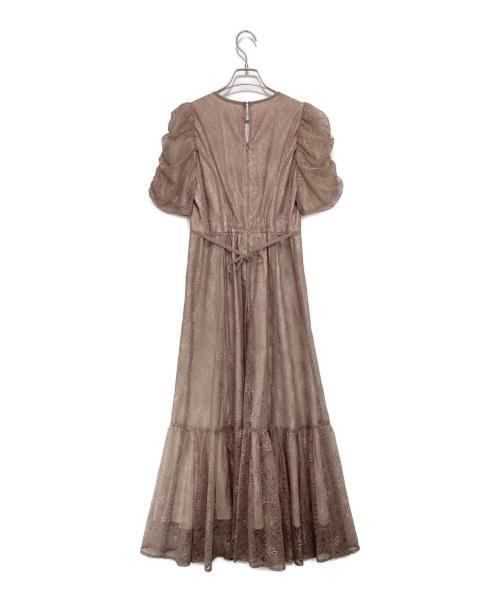 JUSGLITTY（ジャスグリッティー）JUSGLITTY (ジャスグリッティー) パイピングレースドレス ブラウン サイズ:2の古着・服飾アイテム