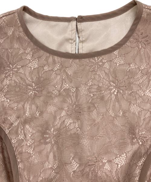 JUSGLITTY（ジャスグリッティー）JUSGLITTY (ジャスグリッティー) パイピングレースドレス ブラウン サイズ:2の古着・服飾アイテム