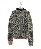 PRADA SPORTSプラダスポーツ）の古着「フード付きジップアップニット」｜ホワイト×ブラック