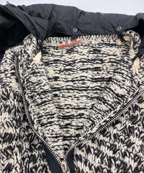PRADA SPORTS（プラダスポーツ）PRADA SPORTS (プラダスポーツ) フード付きジップアップニット ホワイト×ブラック サイズ:42の古着・服飾アイテム