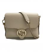 GUCCIグッチ）の古着「インターロッキングG チェーン ショルダーバッグ」｜ベージュ