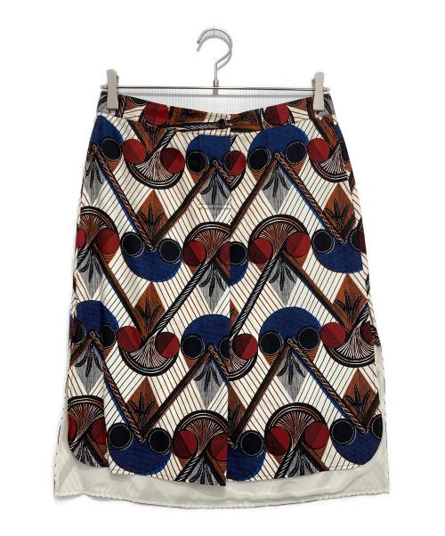 HERMES（エルメス）HERMES (エルメス) 総柄シルクスカート ホワイト サイズ:36の古着・服飾アイテム