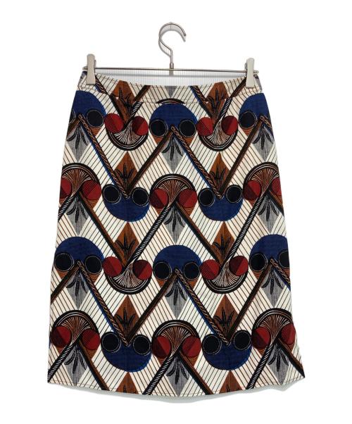 HERMES（エルメス）HERMES (エルメス) 総柄シルクスカート ホワイト サイズ:36の古着・服飾アイテム