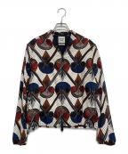 HERMESエルメス）の古着「総柄シルクノーカラージャケット」｜ホワイト