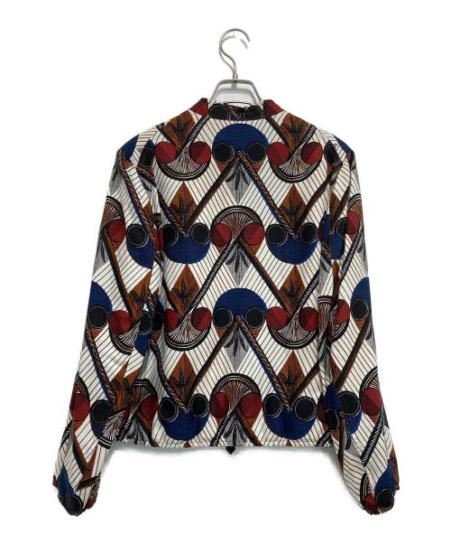 HERMES（エルメス）HERMES (エルメス) 総柄シルクノーカラージャケット ホワイト サイズ:34の古着・服飾アイテム