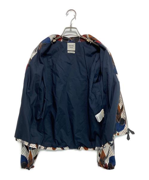 HERMES（エルメス）HERMES (エルメス) 総柄シルクノーカラージャケット ホワイト サイズ:34の古着・服飾アイテム