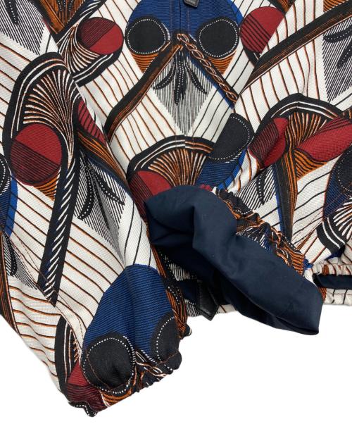 HERMES（エルメス）HERMES (エルメス) 総柄シルクノーカラージャケット ホワイト サイズ:34の古着・服飾アイテム