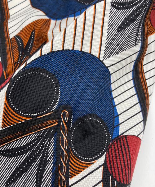 HERMES（エルメス）HERMES (エルメス) 総柄シルクノーカラージャケット ホワイト サイズ:34の古着・服飾アイテム