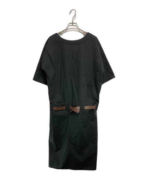 HERMES（エルメス）HERMES (エルメス) レザーベルトワンピース ブラック サイズ:36の古着・服飾アイテム