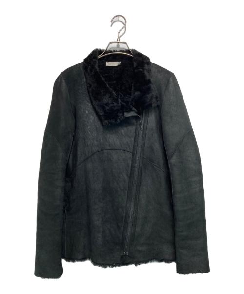 HELMUT LANG（ヘルムートラング）HELMUT LANG (ヘルムートラング) WRECKDE SHEARING COCOON COAT/シープスキンシングルライダースボアジャケット ブラック サイズ:Pの古着・服飾アイテム