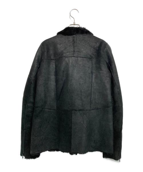 HELMUT LANG（ヘルムートラング）HELMUT LANG (ヘルムートラング) WRECKDE SHEARING COCOON COAT/シープスキンシングルライダースボアジャケット ブラック サイズ:Pの古着・服飾アイテム