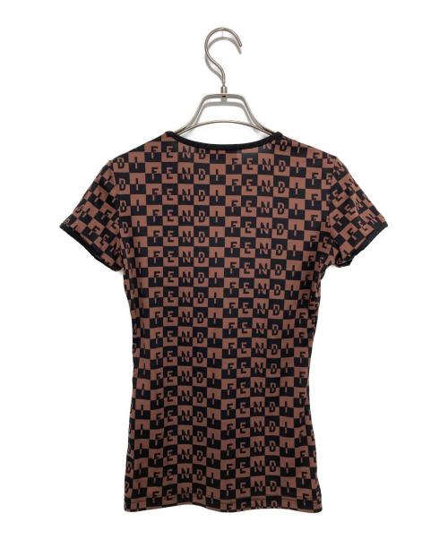 FENDI（フェンディ）FENDI (フェンディ) ロゴパターン半袖カットソー ブラウン サイズ:40の古着・服飾アイテム