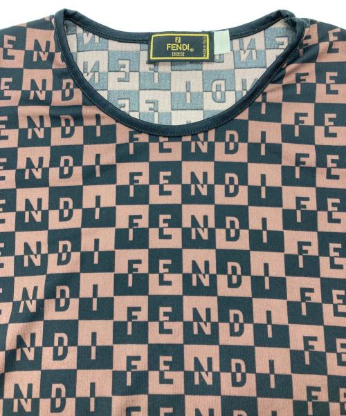 FENDI（フェンディ）FENDI (フェンディ) ロゴパターン半袖カットソー ブラウン サイズ:40の古着・服飾アイテム