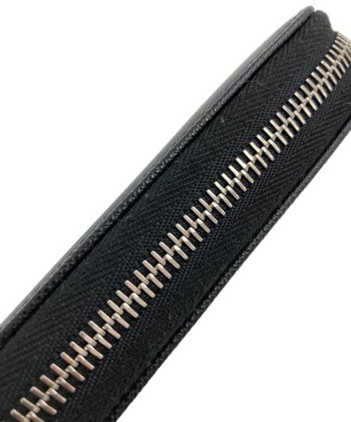 PRADA（プラダ）PRADA (プラダ) サフィアーノ オーガナイザー トライアングルロゴ ラウンドジップ ロングウォレット ブラックの古着・服飾アイテム