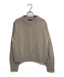 BLUE LABEL CRESTBRIDGE（ブルーレーベルクレストブリッジ）の古着「ウール混ケーブルニット」｜ベージュ