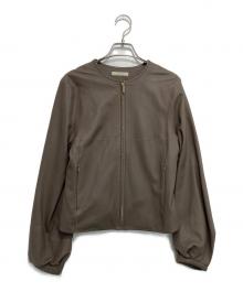 EPOCA（エポカ）の古着「ノーカラーレザージャケット」｜ベージュ