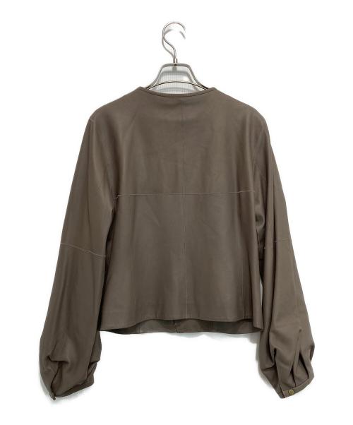 EPOCA（エポカ）EPOCA (エポカ) ノーカラーレザージャケット ベージュ サイズ:40の古着・服飾アイテム