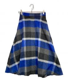 BLUE LABEL CRESTBRIDGE（ブルーレーベルクレストブリッジ）の古着「クレストブリッジチェックブライト起毛フレアスカート」｜ブルー