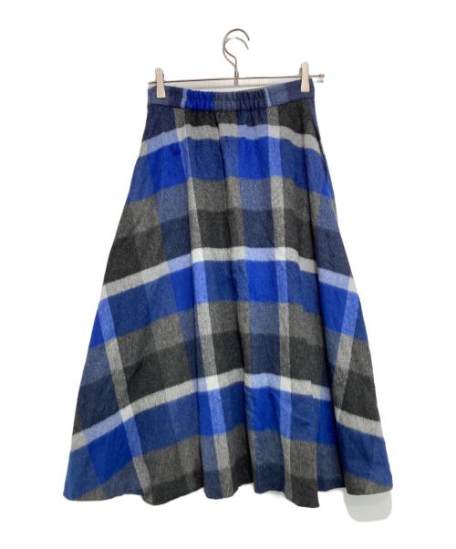 BLUE LABEL CRESTBRIDGE（ブルーレーベルクレストブリッジ）BLUE LABEL CRESTBRIDGE (ブルーレーベルクレストブリッジ) クレストブリッジチェックブライト起毛フレアスカート ブルー サイズ:36の古着・服飾アイテム