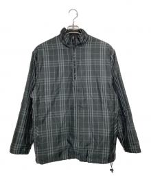 BURBERRY GOLF（バーバリーゴルフ）の古着「ナイロン×ニット 切替リバーシブルニットブルゾン」｜グレー×ブラック
