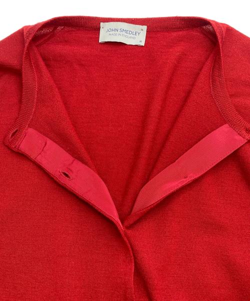 JOHN SMEDLEY（ジョンスメドレー）JOHN SMEDLEY (ジョンスメドレー) クルーネックウールカーディガン レッド サイズ:Mの古着・服飾アイテム