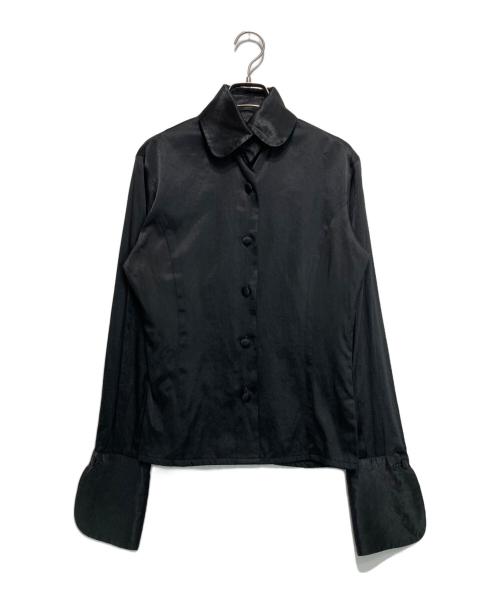 Jean Paul Gaultier FEMME（ジャンポールゴルチエ フェム）Jean Paul Gaultier FEMME (ジャンポールゴルチエ フェム) ラウンドカラーサテンシャツ ブラック サイズ:40の古着・服飾アイテム