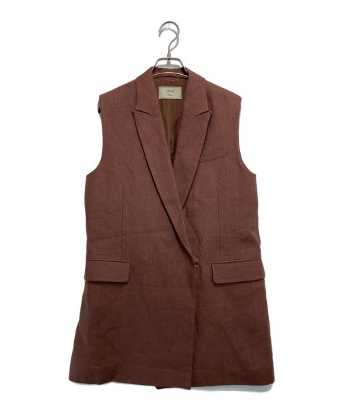 ebure（エブール）EBURE (エブール) Ron Herman (ロンハーマン) 別注リネンスリーブレスジャケット ブラウン サイズ:36の古着・服飾アイテム