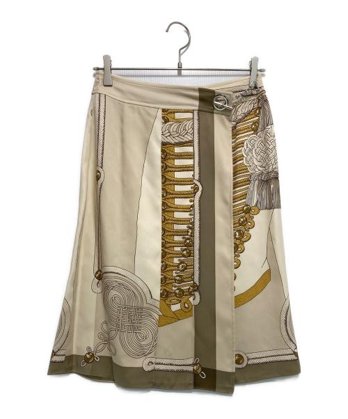 HERMES（エルメス）HERMES (エルメス) シルクスカーフスカート ベージュ サイズ:36の古着・服飾アイテム