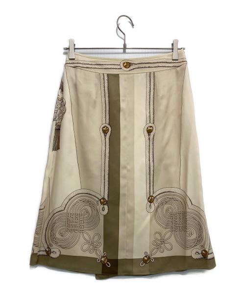 HERMES（エルメス）HERMES (エルメス) シルクスカーフスカート ベージュ サイズ:36の古着・服飾アイテム
