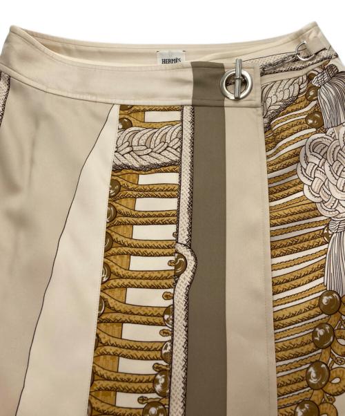 HERMES（エルメス）HERMES (エルメス) シルクスカーフスカート ベージュ サイズ:36の古着・服飾アイテム