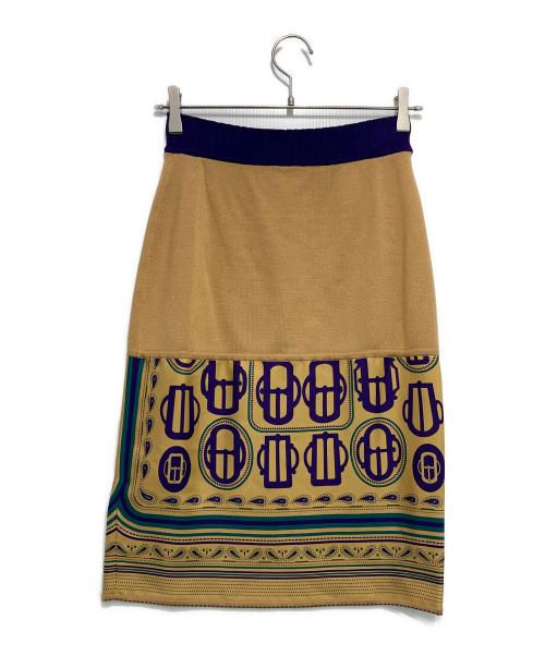 HERMES（エルメス）HERMES (エルメス) スカーフコンビニットスカート ベージュ サイズ:36の古着・服飾アイテム