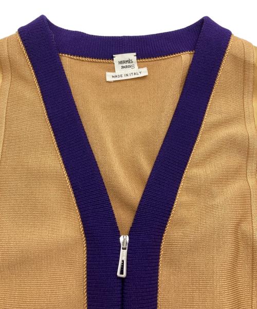 HERMES（エルメス）HERMES (エルメス) スカーフコンビジップカーディガン ベージュ サイズ:38の古着・服飾アイテム