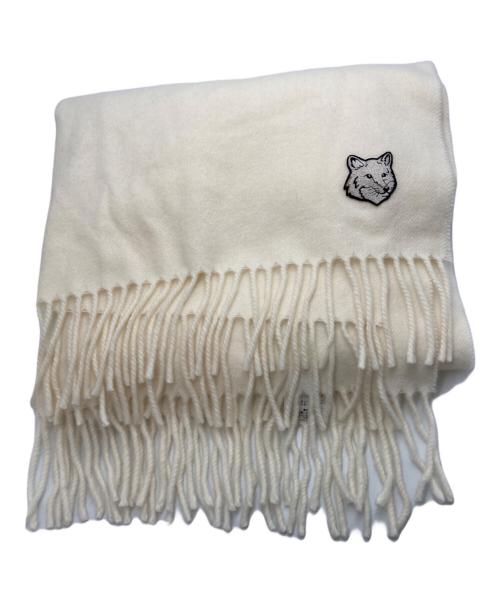 maison kitsune（メゾンキツネ）maison kitsune (メゾンキツネ) BOLD FOX パッチ マフラー ベージュの古着・服飾アイテム