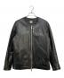 BARNS OUTFITTERS（バーンズアウトフィッターズ）の古着「ノーカラーラムレザージャケット」｜ブラック