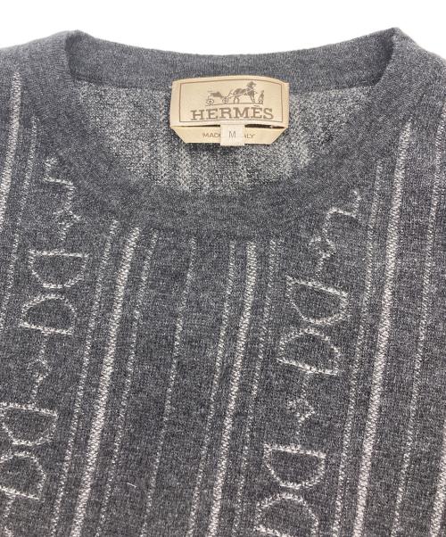 HERMES（エルメス）HERMES (エルメス) シェーヌダンクルカシミヤクルーネックニット グレー サイズ:Mの古着・服飾アイテム