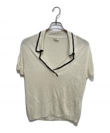 HERMES（エルメス）の古着「ロゴ刺繍S/Sスキッパーニット」｜ホワイト